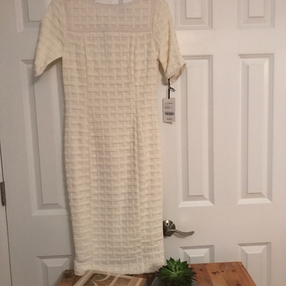 Ivory short sleeve body con dress!